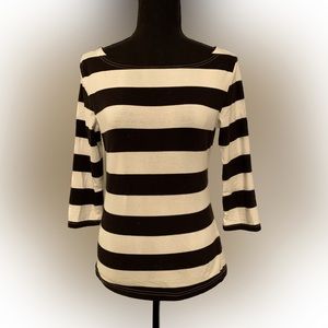 Women’s Semi-long Sleeve Stripe T Shirt (Size: S)